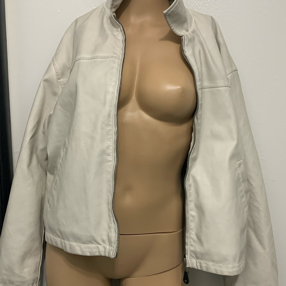 Urban outfits faux cream leather jacket